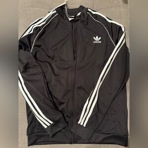 Adidas Black Track Jacket with White Stripes